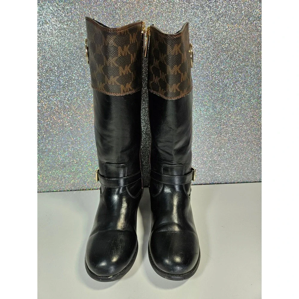 MICHAEL‎ KORS Eardley Kids Logo Monogram Tall Riding Boots Child Size 13